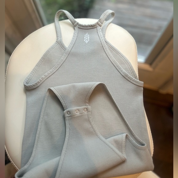 Free people happiness bodysuit m/l ribbed gray/sage - Picture 3 of 15